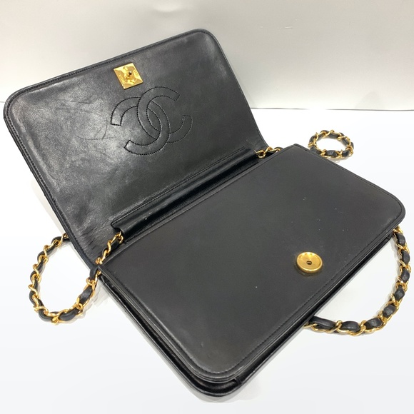Chanel Black Leather Gold Chain Flap Bag Sku#001 (Gently used, fair condition) - Picture 3 of 11